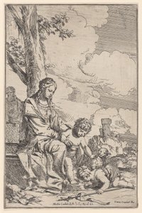 Die Heilige Familie mit dem kleinen Johannes, der die Füße Christi küsst, 1640-60