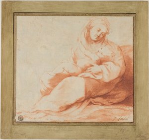 Madonna und Kind auf dem Boden sitzend