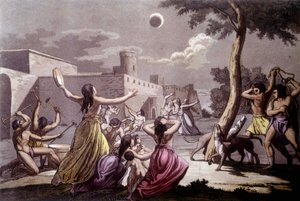 Alte Perusianer (Inkas) vor einer Mondfinsternis - in „The Old and Modern Costume“ von Jules Ferrario von Giulio Ferrario