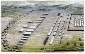Lager der Deutschen und Römer - in „Das alte und moderne Kostüm“ von Jules Ferrario, ed. Mailand von Giulio Ferrario