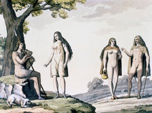 Kostüme der alten Germanen, Gravur aus Alte und moderne Kostüme von Giulio Ferrario