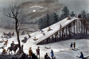 Russische Berge: Schlitten und Eisbahn in Russland - in "Das alte und moderne Kostüm" von Ferrario, ed. Mailand