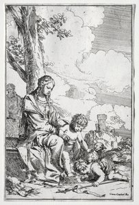 Heilige Familie mit dem kleinen Johannes von Giulio I Carpioni