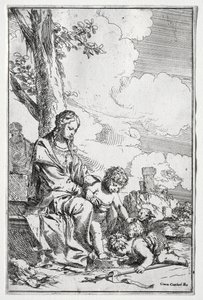 Heilige Familie mit dem kleinen Johannes von Giulio I Carpioni
