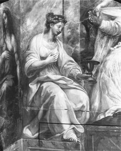 Glaube, eine der zwei allegorischen Figuren um Papst Silvester I. (314-35) (Detail)