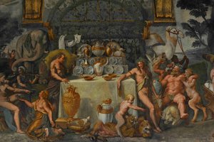 Fresko (Detail) aus der Kammer von Amor und Psyche von Giulio Romano