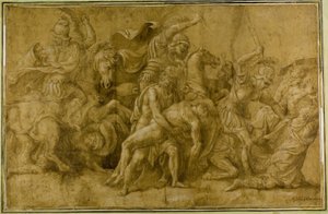 Menelaos hält den Körper von Patroklos von Giulio Romano