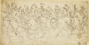 Römische Kavallerie auf dem Marsch von Giulio Romano