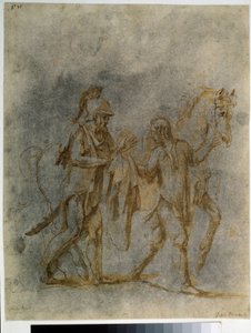 Heiliger Martin und ein Bettler, Aquarell und Tinte von Giulio Romano (1499-1546) 16. Jahrhundert, Puschkin-Museum, Moskau von Giulio Romano
