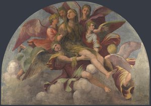 Heilige Maria Magdalena von Engeln getragen