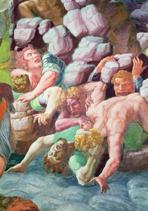 Sala dei Giganti, Detail der Zerstörung der Giganten durch Jupiters Blitze, 1536 (Detail) von Giulio Romano