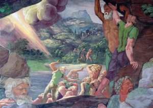 Sala dei Giganti, Detail der Zerstörung der Giganten durch Jupiters Blitze, 1536 (Detail) von Giulio Romano