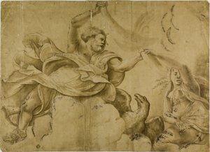 Studie für Jupiter, der Blitze schleudert von Giulio Romano