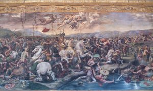 Die Schlacht an der Milvischen Brücke, im Konstantinszimmer, Raffael-Räume, ca. 1520-24