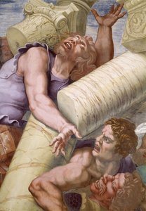 Der Fall der Giganten (Titanen) (Nordwand), Detail. Fresko von Giulio Pippi de