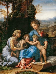 Die Heilige Familie mit Johannes dem Täufer als Junge und der Heiligen Elisabeth La Petite Sainte Famille von Giulio Romano