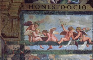 Das rustikale Bankett: Putti machen Musik (Detail) von Giulio Romano