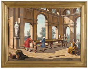 Eine kaiserliche Plakette der Billardspieler, ca. 1752-55 von Giuseppe (after) Zocchi