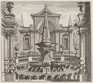 Fantastischer Garten mit einem Brunnen und einem Gartenpavillon von Giuseppe Antonio Landi