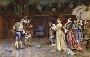 Vorstellung von Henri IV von Frankreich am Hof von Marguerite Valois
