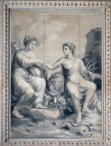Erde und Wasser reichen sich die Hände zur Freundschaft (Monochrome Zeichnung) von Giuseppe Bacigalupo