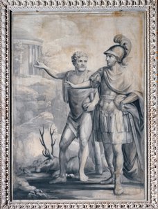 Die Tugend zeigt dem Helden den Tempel des Ruhms (Monochrome Zeichnung)