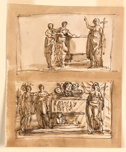 Sarkophag und allegorische Figuren von Giuseppe Barberi