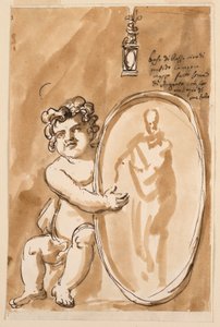 Sitzender Putto mit Medaillon