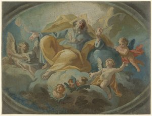 Gott mit Engeln in den Wolken