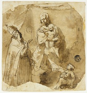 Madonna mit Kind und dem jungen Johannes dem Täufer und einem kirchlichen Heiligen