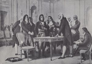 Alessandro Volta demonstriert Napoleon, dem Ersten Konsul von Frankreich, seine Batterie, 1801
