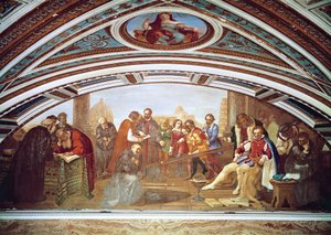 Galileo Galilei (1564-1642) demonstriert das Gesetz der Schwerkraft in Anwesenheit von Giovanni De