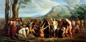 Begräbnis der Asche von Themistokles, von Giuseppe Bossi (1777-1815), ca. 1809, Öl auf Leinwand, 60x116 cm, Antikes Griechenland von Giuseppe Bossi