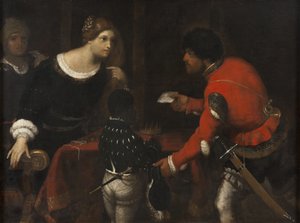 Caterina Cornaro, Königin von Zypern, erhält einen Brief vom Rat von Giuseppe Caletti