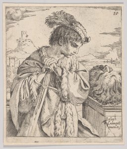 David betrachtet den Kopf von Goliath, 1620-30 von Giuseppe Caletti