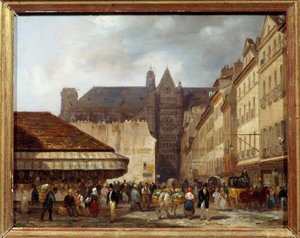 Rue des Prouvaires und die Kirche Saint Eustache (Quartier des Halles) in Paris von Giuseppe Canella