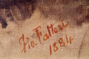 Selbstporträt im Alter von 59 Jahren, Detail der Signatur von Giuseppe Fattori