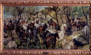Der Markt in San Godenzo, Toskana von Giuseppe Fattori