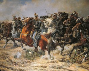 Dritter Unabhängigkeitskrieg, Angriff der Genua-Kavallerie bei Custoza, 24. Juni 1866, gemalt von Giuseppe Gabani von Giuseppe Gabani
