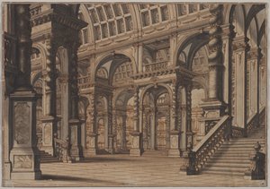 Monumentale gewölbte Halle mit Treppe