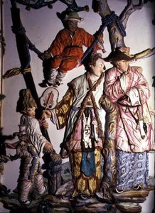 Der Salon Chino (Chinesischer Raum) Detail, das Figuren eines chinesischen Paares und spielender Kinder darstellt, 1769