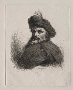 Büste eines Mannes mit Pelzmütze von Giuseppe Longhi