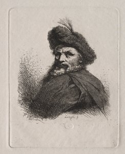 Büste eines Mannes mit Pelzmütze von Giuseppe Longhi