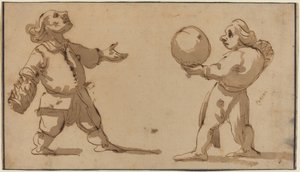 Eine Karikatur mit Ballspielern von Giuseppe Maria Mitelli