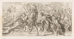 Aeneas flieht mit seiner Familie aus Troja