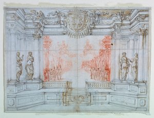 Zeichnung, Bühnenbild: Ballett Cele, 1674 von Giuseppe Maria Mitelli