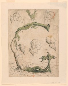 Probedrucke für vier Platten von "Alfabeto in Sogno" [Traumalphabet]: Buchstabe G von Giuseppe Maria Mitelli