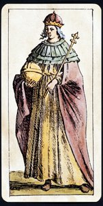 Die Päpstin Johanna dargestellt auf einem Tarotspielmanuskript von C.M. Mitelli von Giuseppe Maria Mitelli