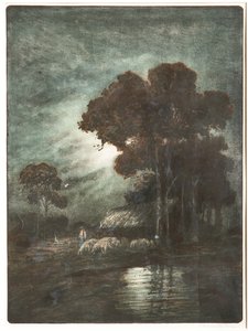 Landschaft und Herde (Radierung)