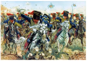 Krimkrieg: die Schlacht von Balaklawa am 25.10.1854, der Angriff der englischen Kavallerie - Illustration von Giuseppe Rava